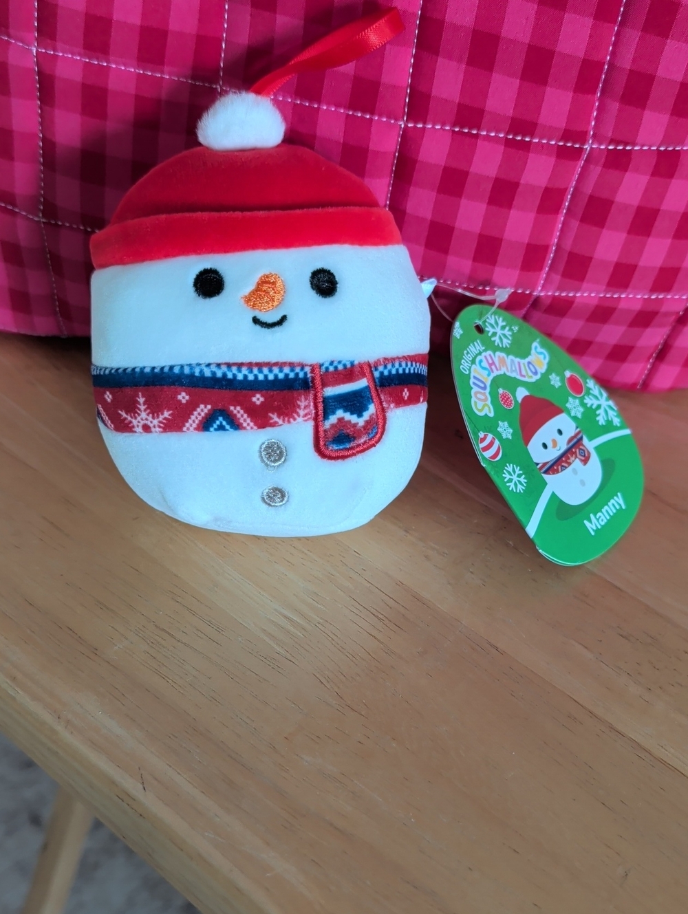 Squishmallows Manny Snowman Plush Ornament